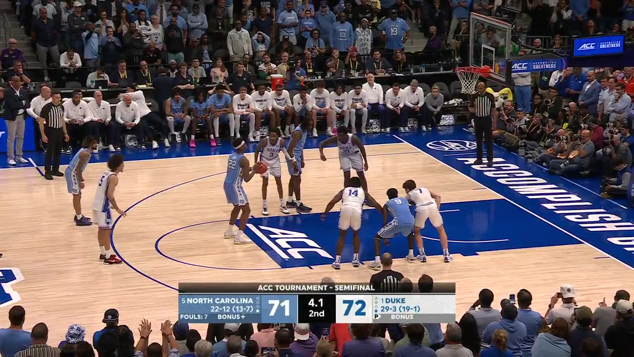 弗拉格因伤缺阵！北卡关键扳平罚球违例 杜克涉险过关晋级ACC决赛